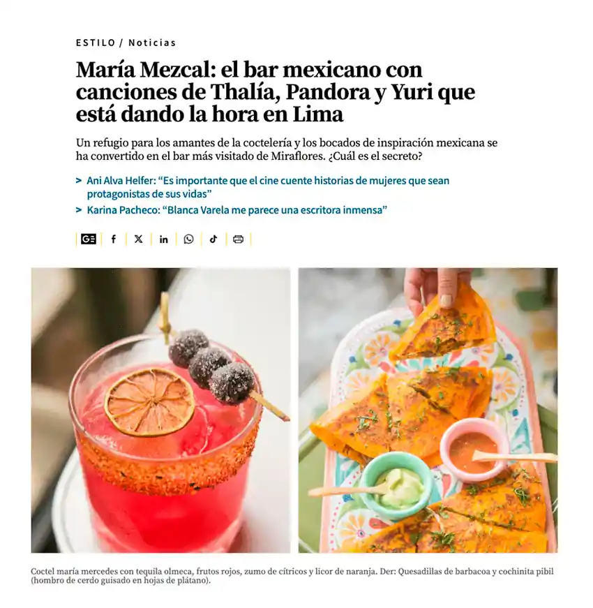 Notas de prensa | María Mezcal